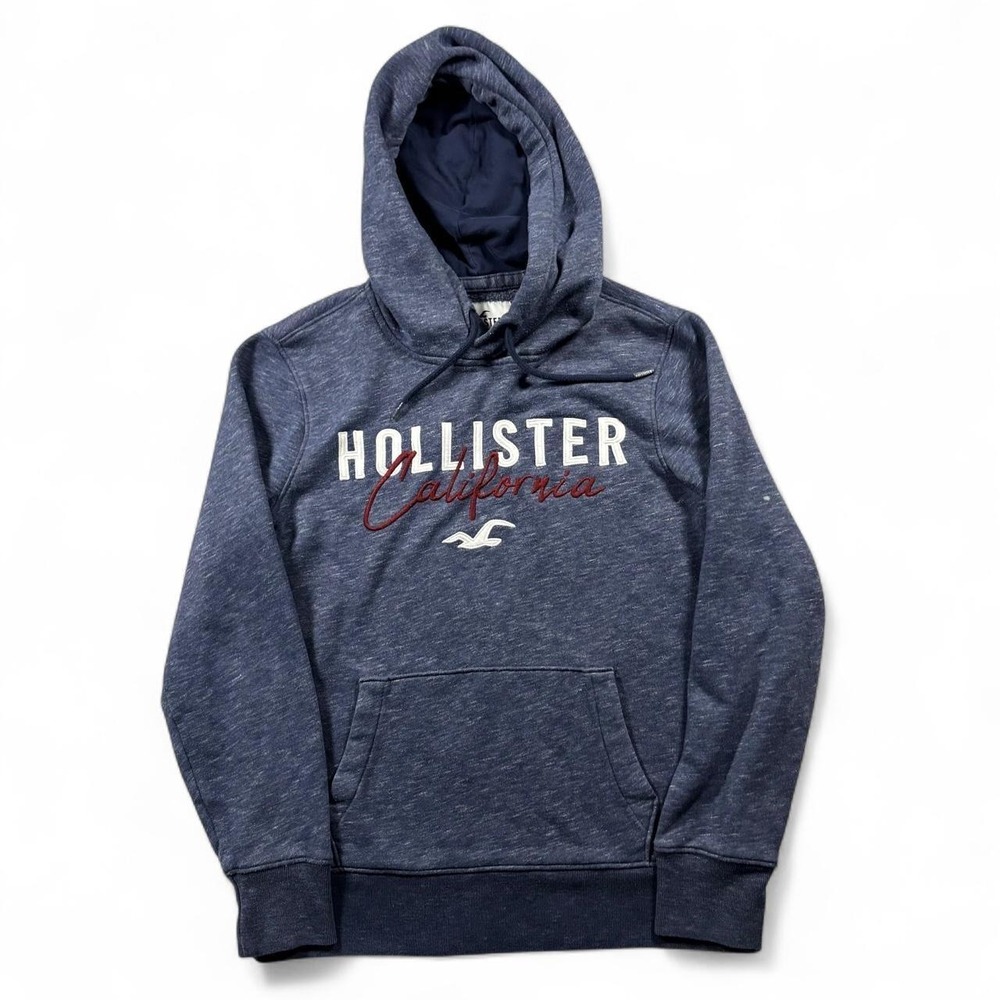 Hollister Co. hoodie navy blue with red and white logo